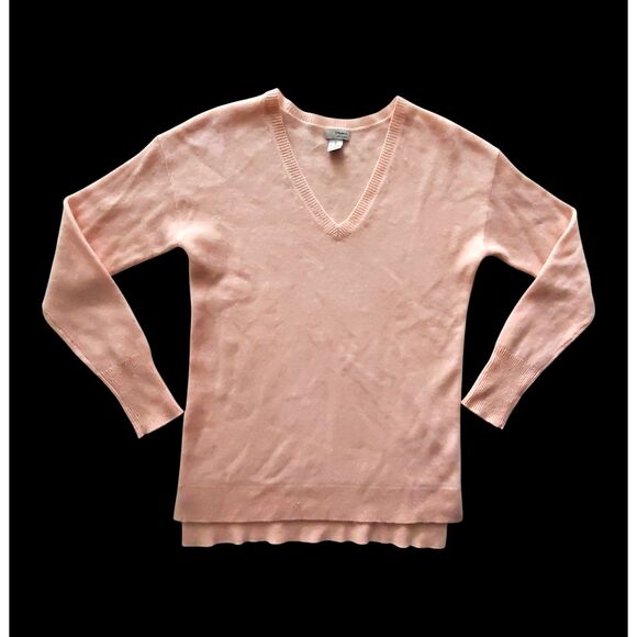 Halogen Nordstrom 100% Cashmere V-Neck Sweater Pink Blush XS Soft Cozy Luxury - Picture 3 of 8